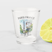 Romantic Paris Vintage Travel Design ショットグラス (正面)