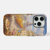 Romantic Parisian Balcony View Oil Painting iPhoneケース (裏面横)