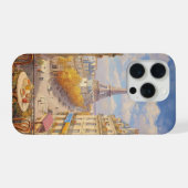 Romantic Parisian Balcony View Oil Painting iPhoneケース (裏面横)