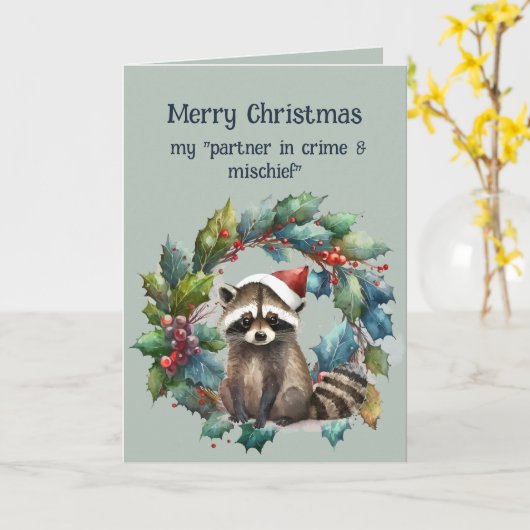 Romantic Partner in Crime & Mischief Raccoon カード (黄色い花)