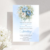 Romantic Pastel Blue Peony Eucalyptus Gold Wedding 招待状