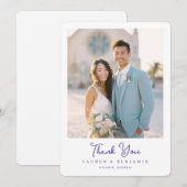 Romantic Pastel Blue Photo サンキューカード (正面/裏面)