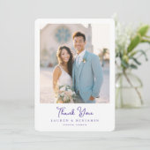 Romantic Pastel Blue Photo サンキューカード (スタンド正面)