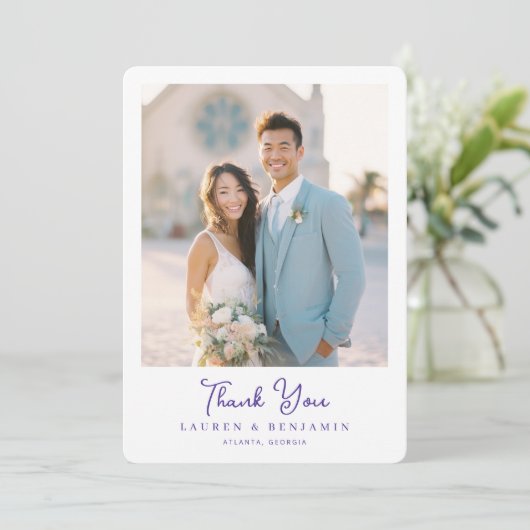 Romantic Pastel Blue Photo サンキューカード (スタンド正面)