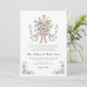 Romantic Pastel Floral all in one wedding qr code  招待状 (スタンド正面)