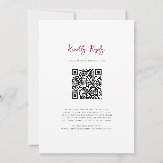 Romantic Pastel Floral all in one wedding qr code  招待状 (裏面)