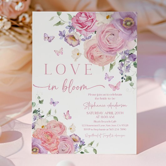 Romantic Pastel Floral Bridal Shower Invitation 招待状