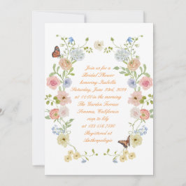 Romantic Pastel Floral Bridal Shower Invitation 招待状