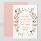 Romantic Pastel Floral Bridal Shower Invitation 招待状 (正面/裏面)