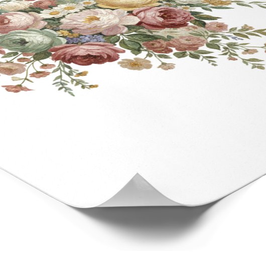 Romantic Pastel Floral Canvas Print ポスター (角)
