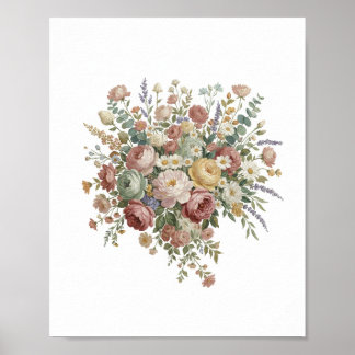 Romantic Pastel Floral Canvas Print ポスター