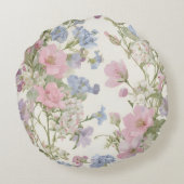 Romantic Pastel Floral Cushion Vintage Garden  ラウンドクッション (裏面)