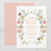 Romantic Pastel Floral Garden Wedding Invitation 招待状 (正面/裏面)