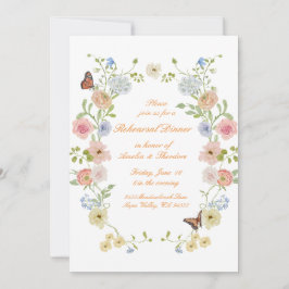 Romantic Pastel Floral Rehearsal Dinner Invite 招待状