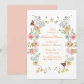 Romantic Pastel Floral Rehearsal Dinner Invite 招待状 (正面/裏面)