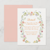 Romantic Pastel Floral Wedding Details Card エンクロージャーカード (正面/裏面)