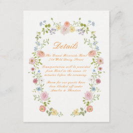 Romantic Pastel Floral Wedding Details Card エンクロージャーカード