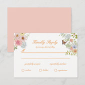 Romantic Pastel Floral Wedding RSVP Card エンクロージャーカード (正面/裏面)