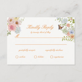 Romantic Pastel Floral Wedding RSVP Card エンクロージャーカード