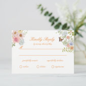 Romantic Pastel Floral Wedding RSVP Card エンクロージャーカード (スタンド正面)