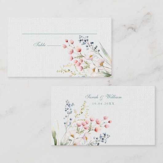 Romantic pastel flowers Wedding Place Card プレイスカード (正面/裏面)