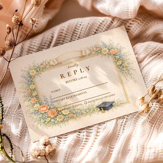 Romantic Pastel Graduation Party 出欠カード