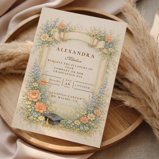 Romantic Pastel Graduation Party 招待状