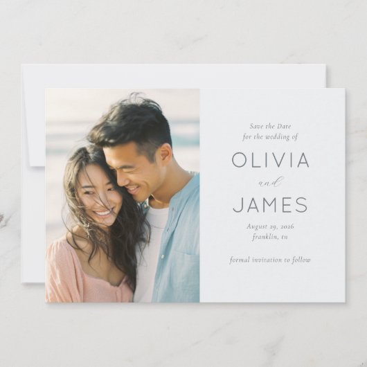 Romantic Pastel Minimalist Photo セーブザデート (正面)