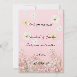 Romantic Pastel Pink and White Floral Wedding Invi カード