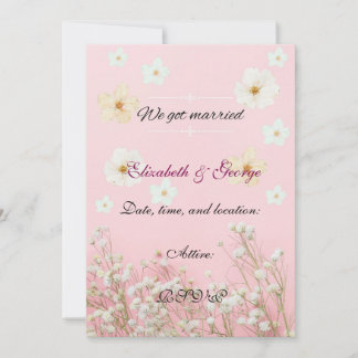 Romantic Pastel Pink and White Floral Wedding Invi カード