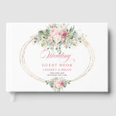 Romantic Pastel Pink Flowers Wedding Guest Book ゲストブック (正面)