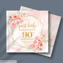 Romantic Pastel Pink Gold Peonies 90th Birthday 