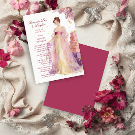 Romantic Pastel Regency Lady Floral Wisteria 招待状