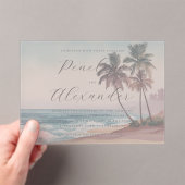 Romantic Pastel Watercolor Beach Scene アクリル招待状 (インサイチュ (ポータブル))