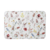 Romantic Pastel Watercolor Wildflowers バスマット (正面)