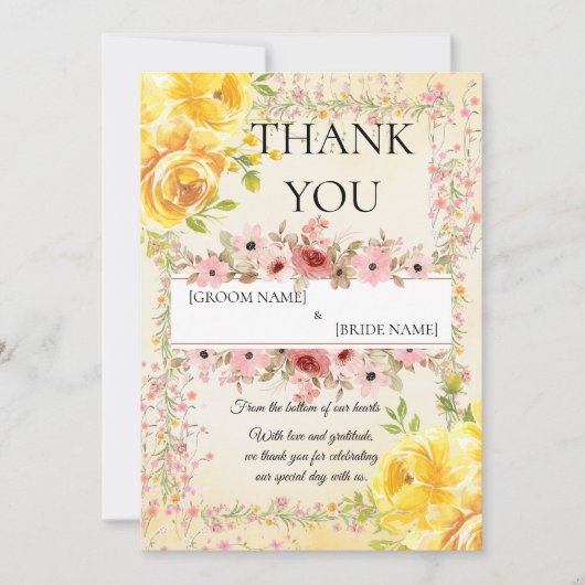 Romantic Pastel Wedding Stationery サンキューカード (正面)