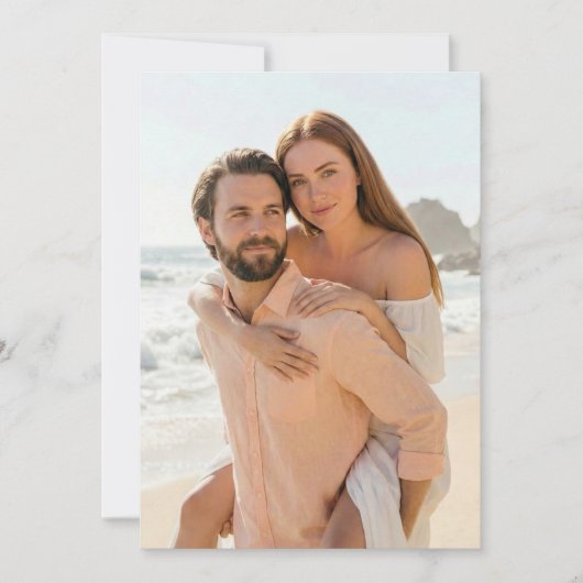 Romantic Peach Beach Photo 招待状 (正面)