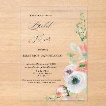 Romantic Peach Coral Floral Bridal Shower 