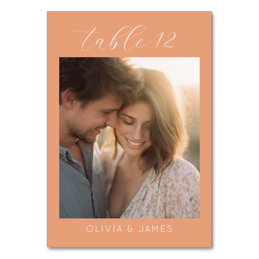 Romantic Peach Elegant Photo テーブルナンバー (正面)
