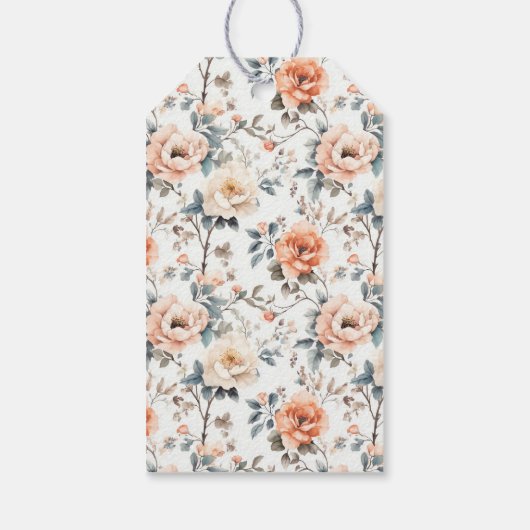 Romantic Peach Floral ギフトタグ (裏面)