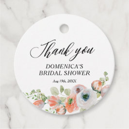 Romantic Peach Floral Bridal Shower フェイバータグ