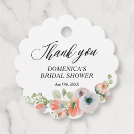 Romantic Peach Floral Bridal Shower フェイバータグ
