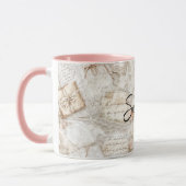 Romantic Peach Floral Letters マグカップ (左)