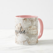 Romantic Peach Floral Letters マグカップ (正面右)