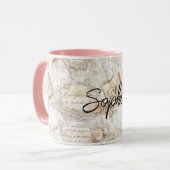 Romantic Peach Floral Letters マグカップ (正面左)