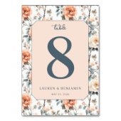 Romantic Peach Floral Table Number テーブルナンバー (裏面)