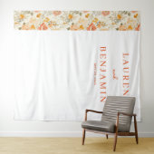 Romantic Peach Floral Vintage Border タペストリー (インサイチュ(横))