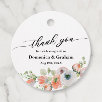 Romantic Peach Floral Wedding  Favor Tags フェイバータグ