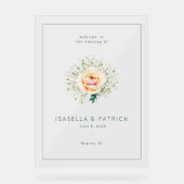 Romantic Peach Floral Wedding Invitation アクリルサイン (正面)