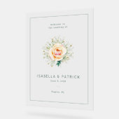 Romantic Peach Floral Wedding Invitation アクリルサイン (傾斜)